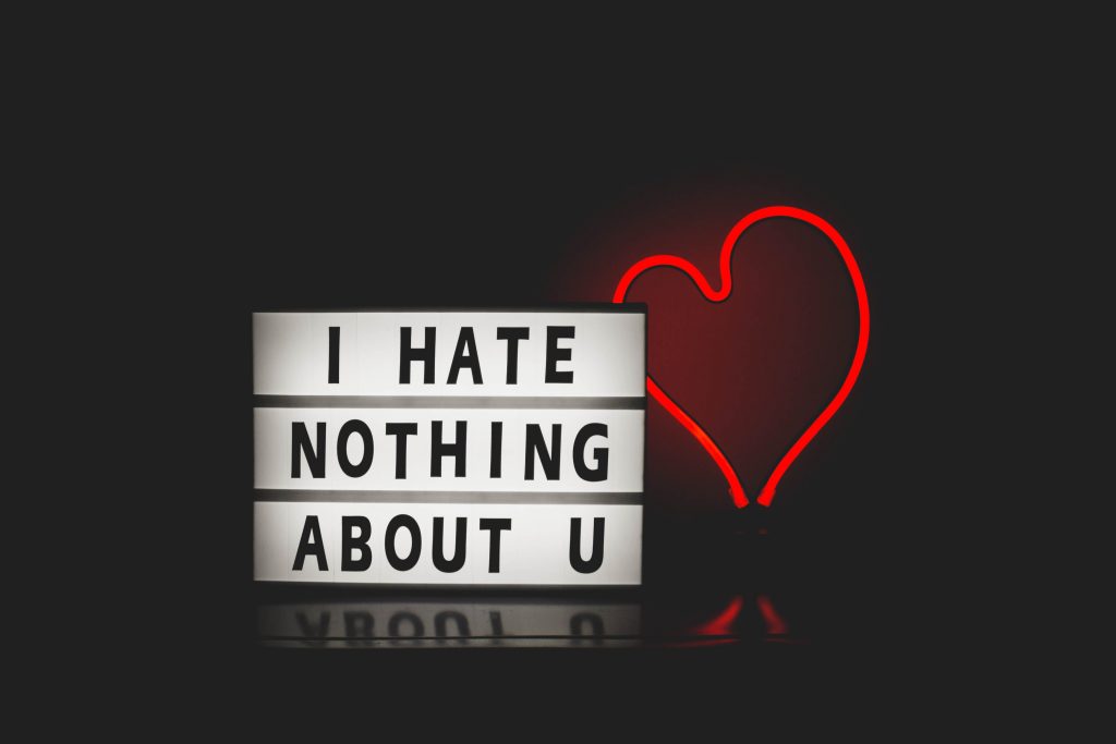 authentic content with'I hate nothing about you' written in lights