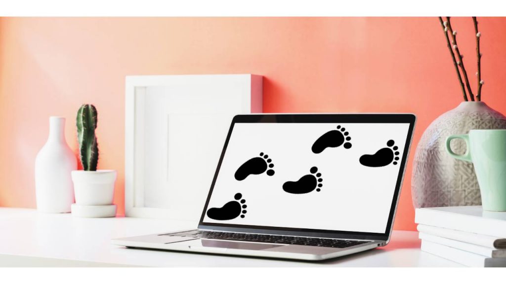 digital footprints on a computer screen